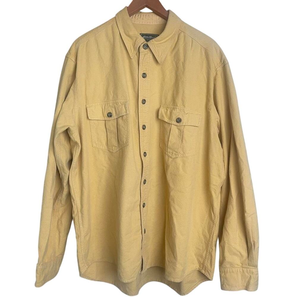 Eddie Bauer Heavy Cotton Chamois Moleskin Outdoors Button Up Longsleeve -XL Tall
